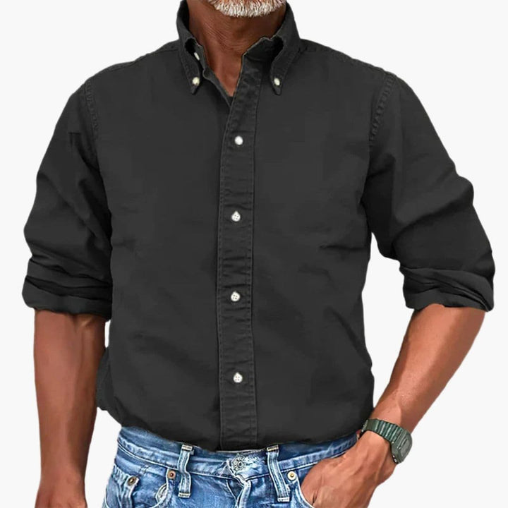 Chemise homme effet délavé manches longues boutonnée décontractée