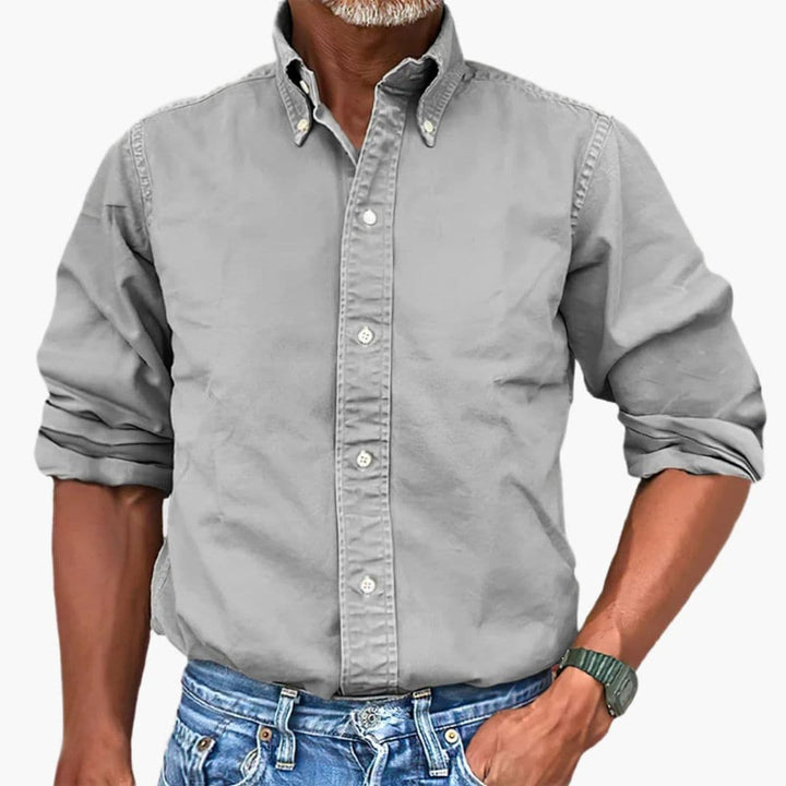 Chemise homme effet délavé manches longues boutonnée décontractée