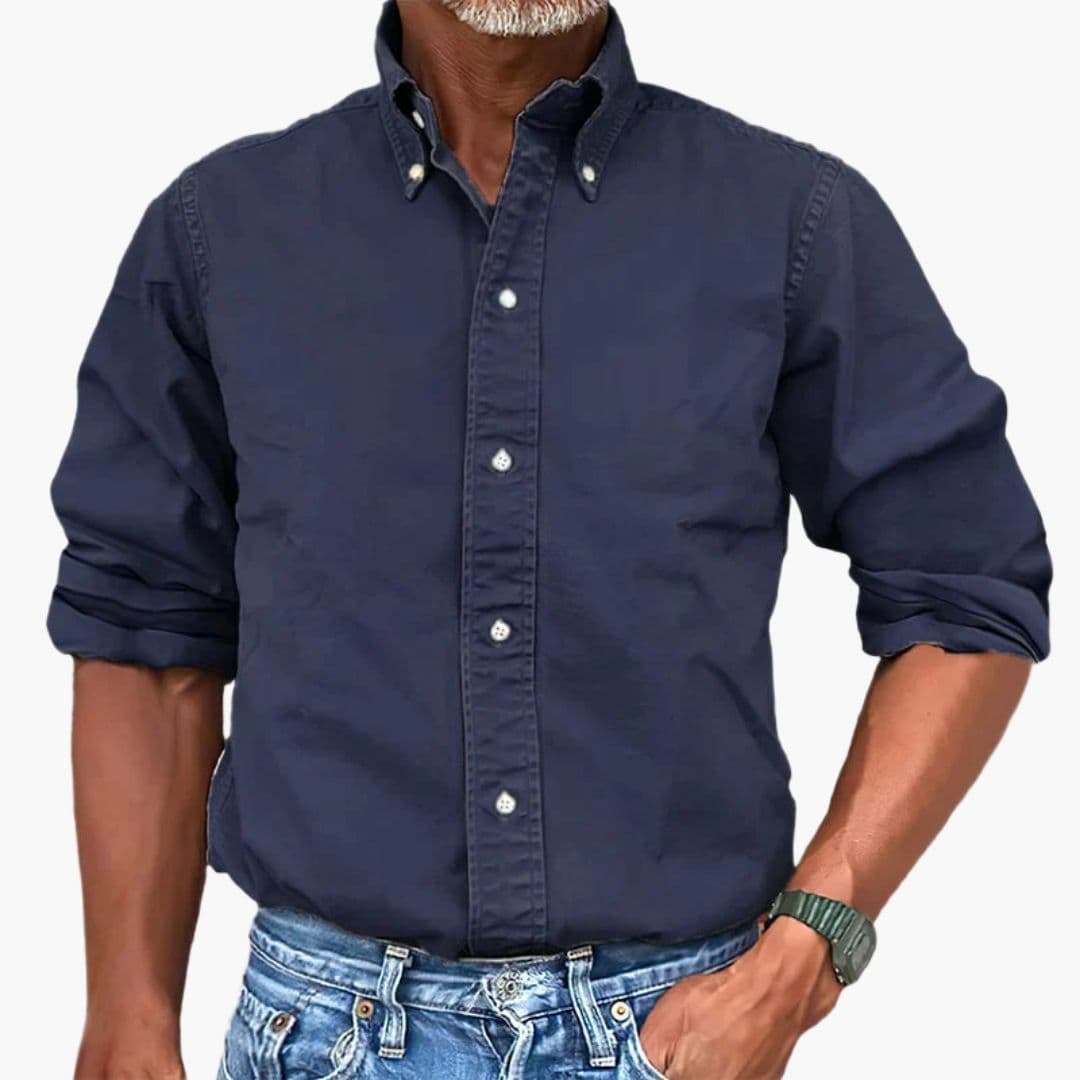 Chemise homme effet délavé manches longues boutonnée décontractée