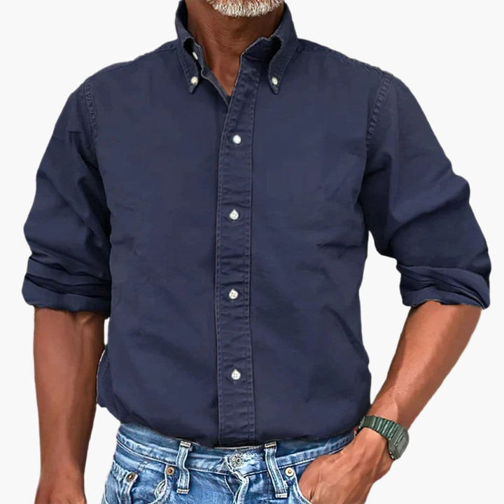 Chemise homme effet délavé manches longues boutonnée décontractée