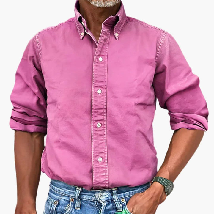 Chemise homme effet délavé manches longues boutonnée décontractée