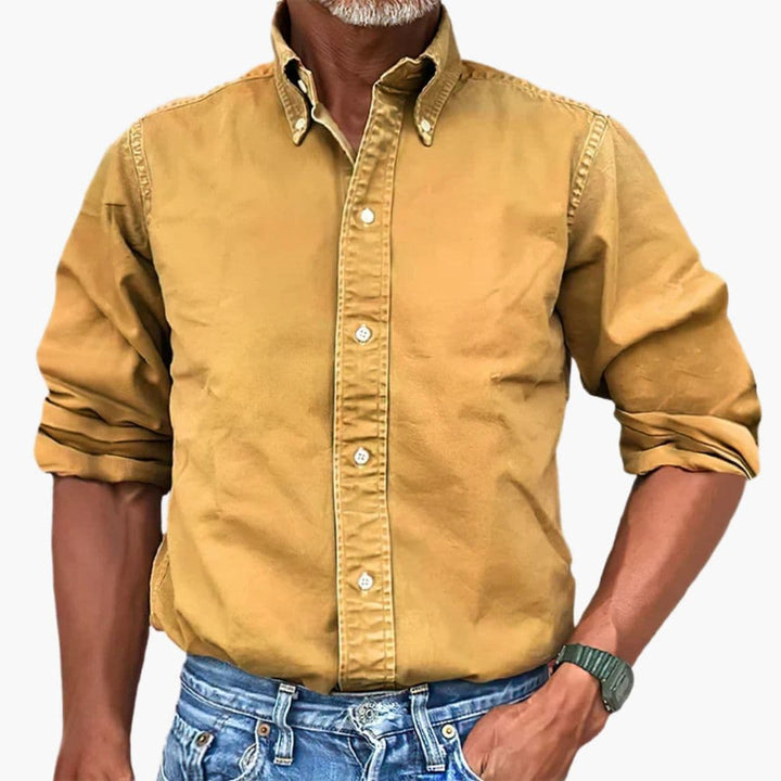Chemise homme effet délavé manches longues boutonnée décontractée