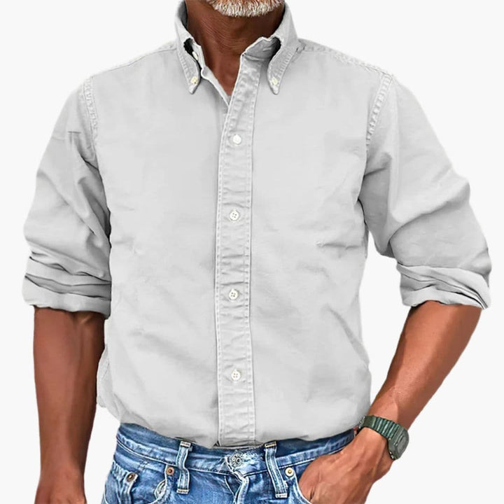 Chemise homme effet délavé manches longues boutonnée décontractée