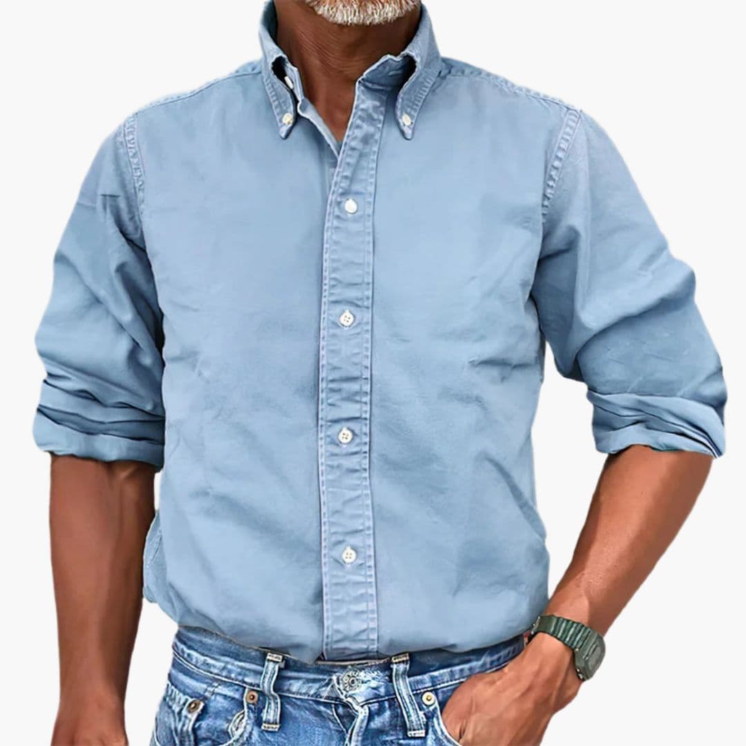 Chemise homme effet délavé manches longues boutonnée décontractée