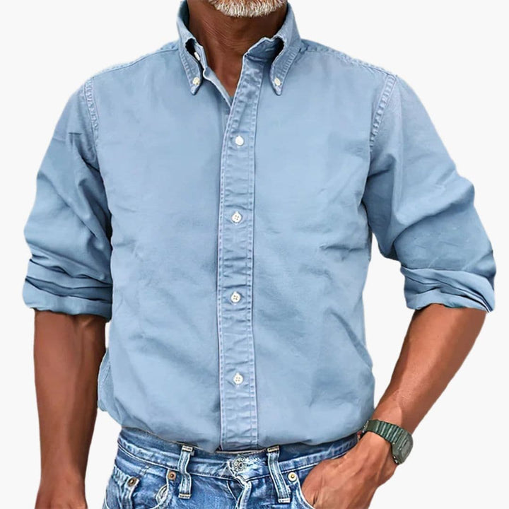 Chemise homme effet délavé manches longues boutonnée décontractée