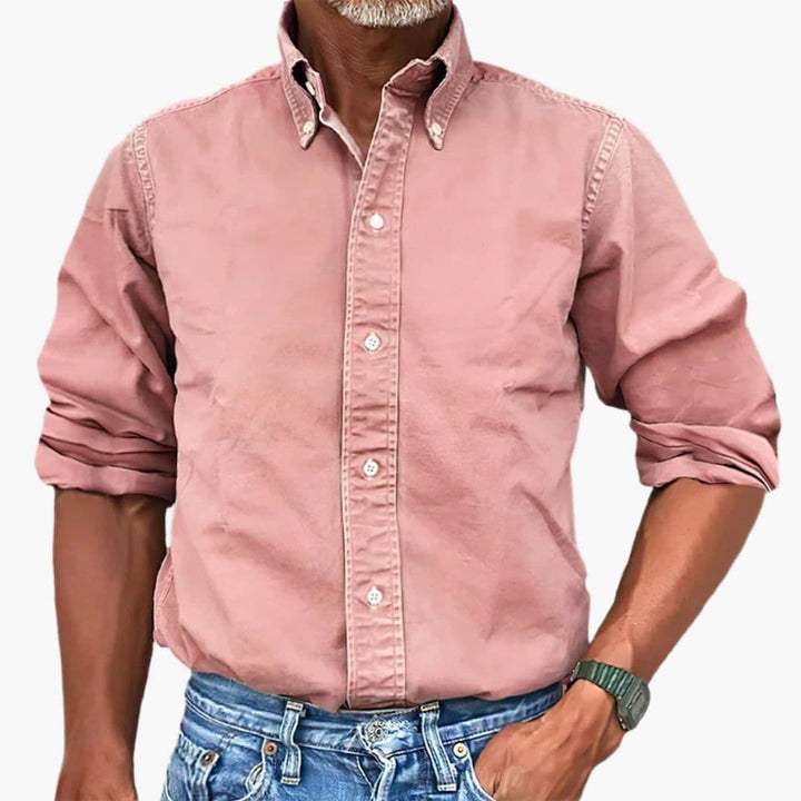 Chemise homme effet délavé manches longues boutonnée décontractée