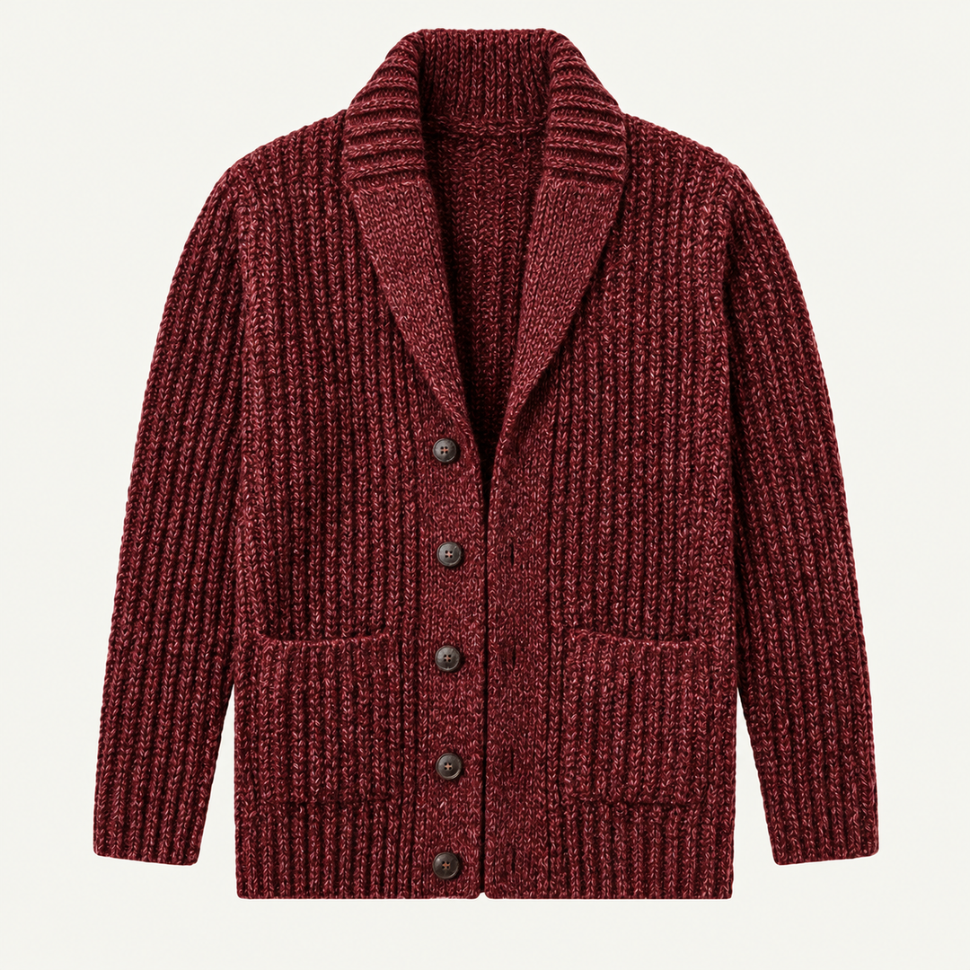 Men's Chunky Knit Shawl Collar Cardigan | Cable-Knit Winter