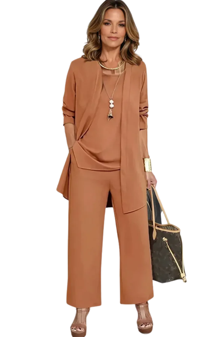 Conjunto de 3 piezas para mujer, terciopelo, ajuste slim, sin mangas, formal con botones