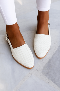 Women's Woven Leather Mules Closed Toe Slip-On Flat