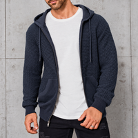Sudadera de punto masculina con capucha, cremallera y tejido gofrado | Aislante