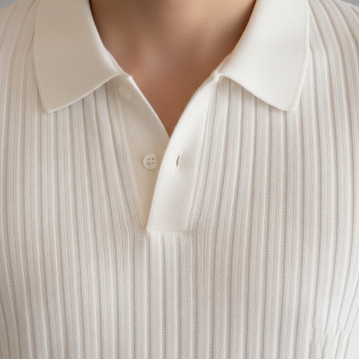 Polo pour homme en tricot côtelé