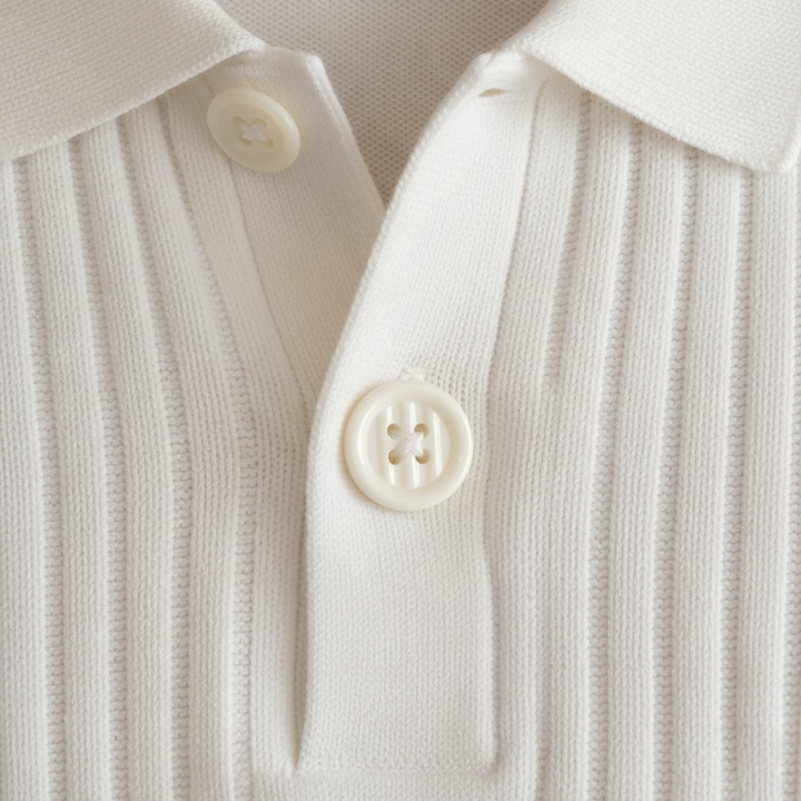 Polo pour homme en tricot côtelé