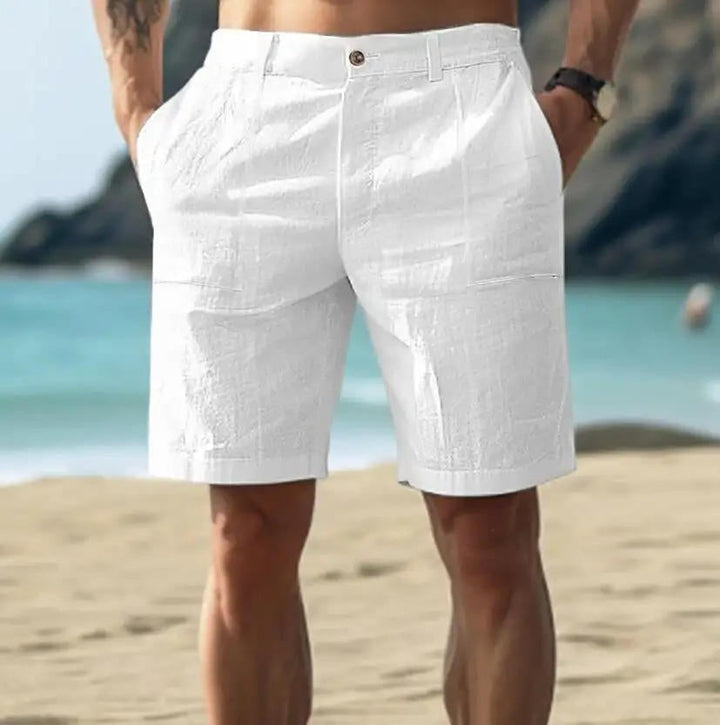 Men's Linen Shorts Drawstring Elastic Waist Relaxed Fit