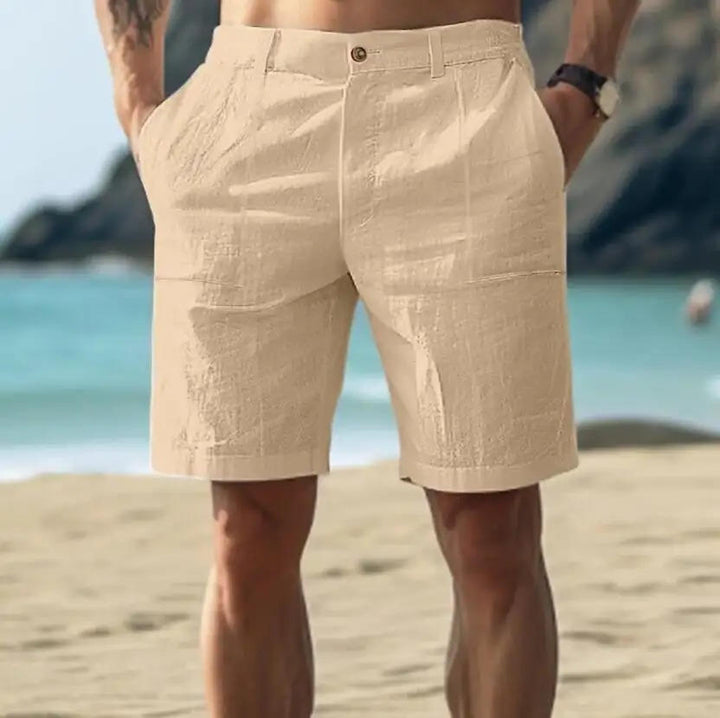Men's Linen Shorts Drawstring Elastic Waist Relaxed Fit
