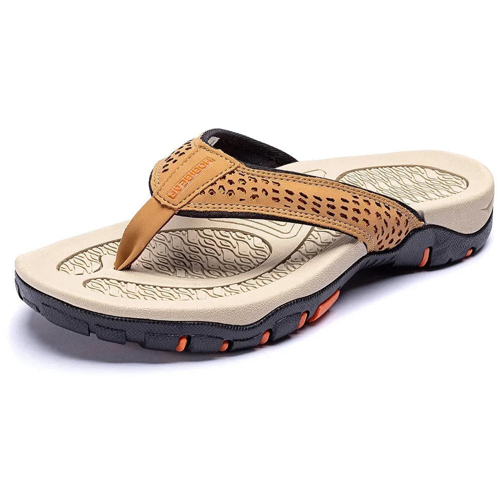 Chanclas para hombre de nobuk sintético, resistentes al agua, con soporte para el arco, plantilla acolchada y suela antideslizante – Casual para playa