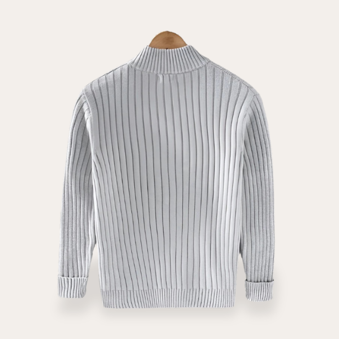 Herren Rippstrick Cardigan Baumwolle mit Reißverschluss | Vestea