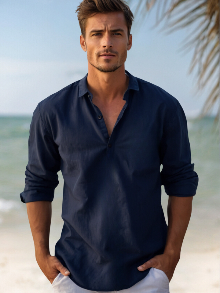 Chemise homme en lin sans manches à boutons, respirante, décontractée, pour la plage