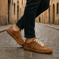 Men's Sneakers Leather Lace Up Non Slip Low Top Casual