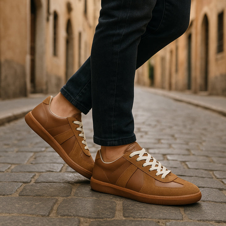 Zapatillas de cuero para hombre, con cordones, antideslizantes, bajas y casuales