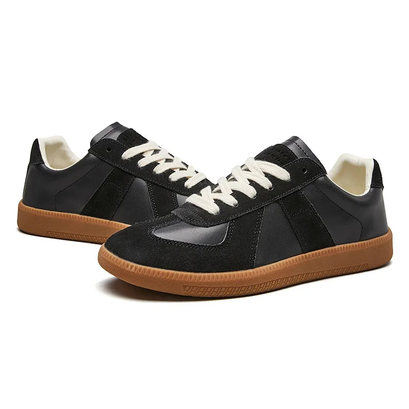 Men's Sneakers Leather Lace Up Non Slip Low Top Casual
