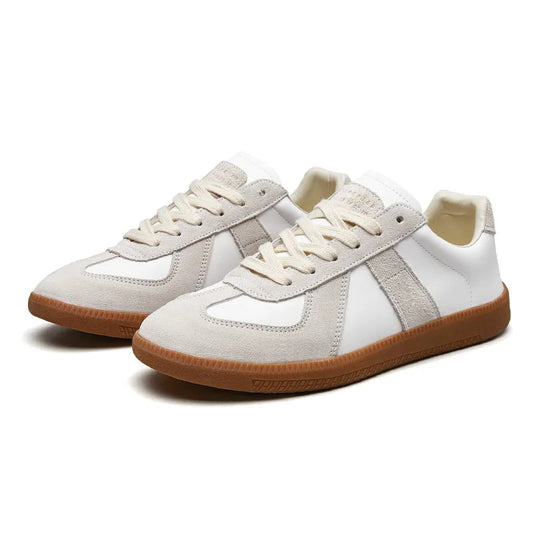 Men's Sneakers Leather Lace Up Non Slip Low Top Casual