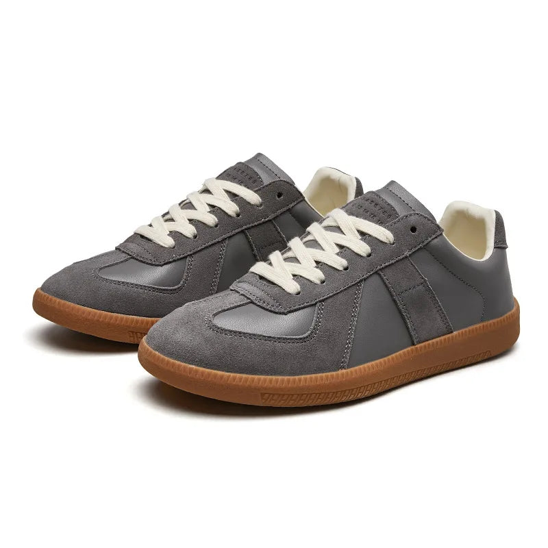 Zapatillas de cuero para hombre, con cordones, antideslizantes, bajas y casuales