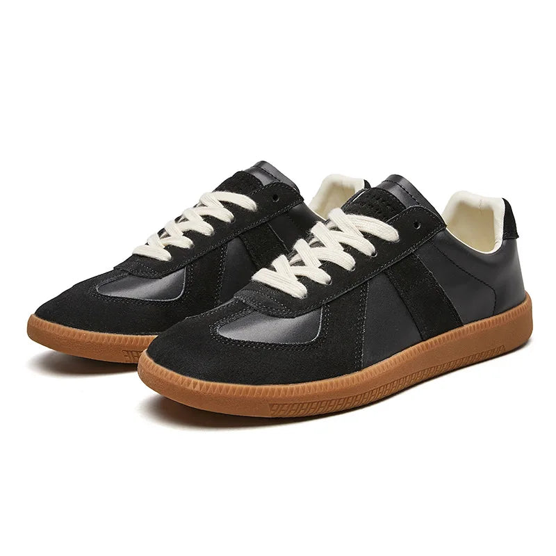 Men's Sneakers Leather Lace Up Non Slip Low Top Casual
