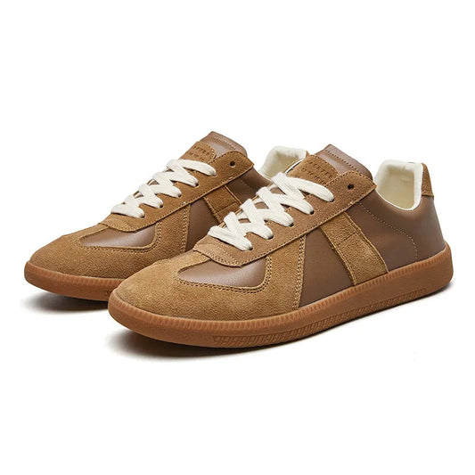 Men's Sneakers Leather Lace Up Non Slip Low Top Casual