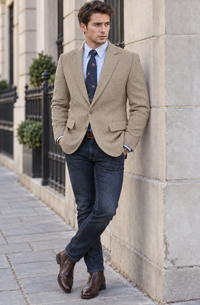 Men's Classic Herringbone Tweed Blazer | Notched Lapel Tailored