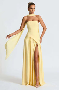 Women's Dress Silk Strapless Sleeveless Maxi Flowing Formal