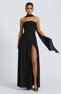 Women's Dress Silk Strapless Sleeveless Maxi Flowing Formal