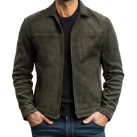 Men's Leather Jacket Biker Style Zip-Up Long Sleeve