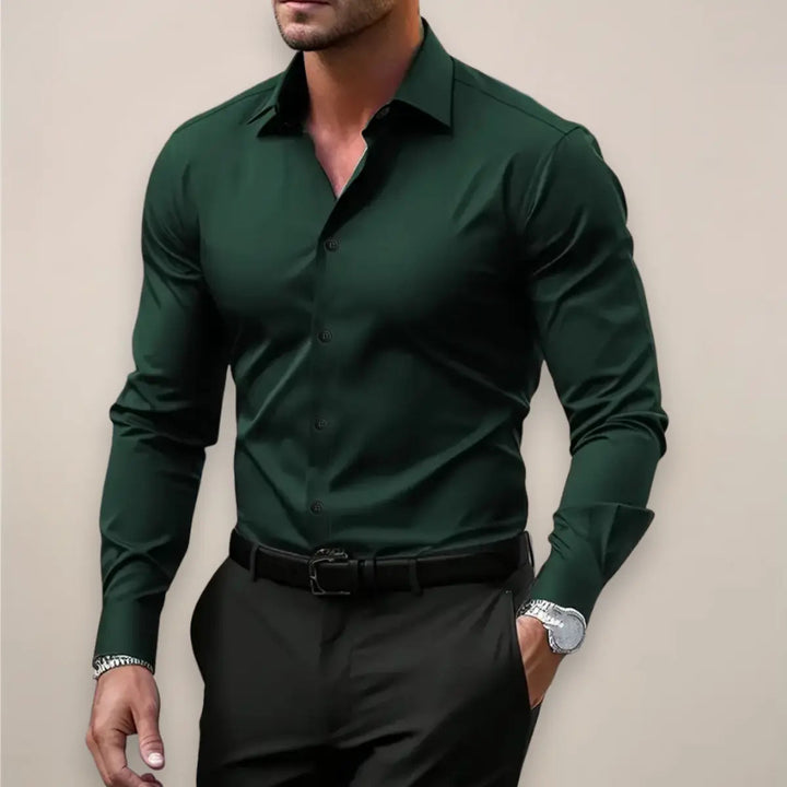 Chemise Oxford homme en coton à manches longues, boutonnée, col classique, coupe régulière