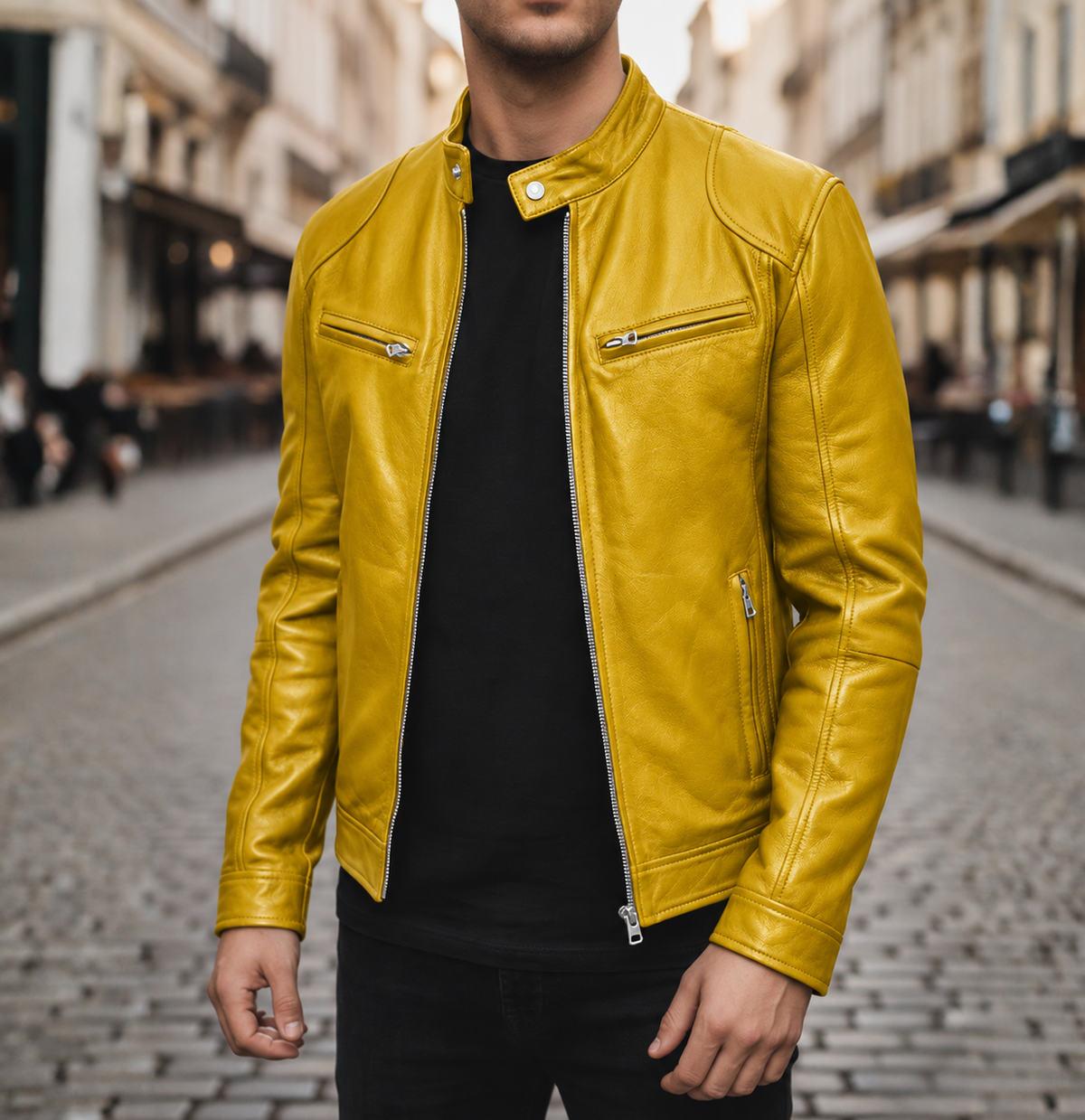 Men Faux Leather Slim Biker Moto Jacket