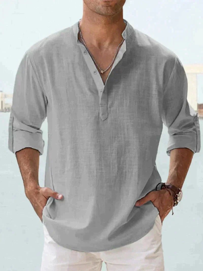 Men's Shirt Linen Sleeveless Button-Up Breathable Casual Beach Wear