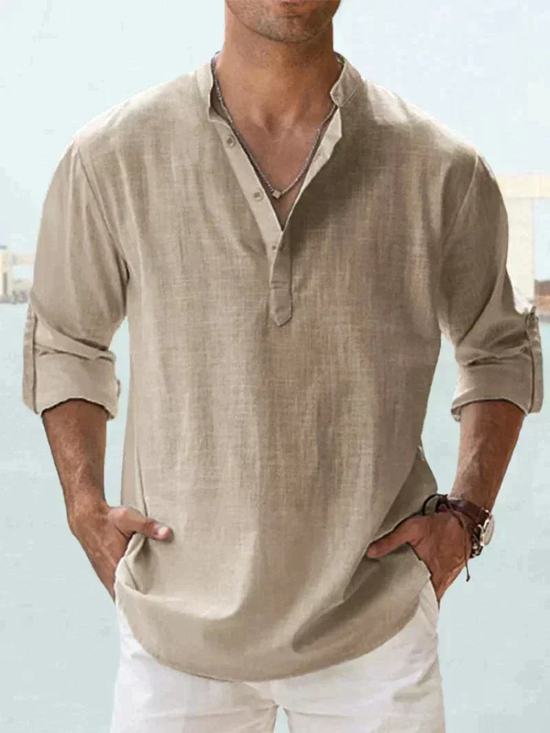 Men's Shirt Linen Sleeveless Button-Up Breathable Casual Beach Wear