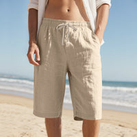 Mens linen shorts relaxed fit drawstring summer