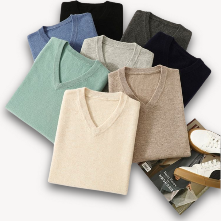Vestea | Herren Kaschmir V-Ausschnitt Pullover – Slim Fit, weich & leicht – Elegant & leger