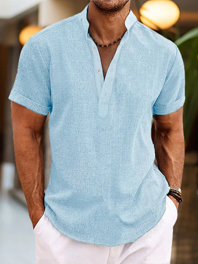 Men's Polo Shirt V-Neck Regular Fit Short Sleeve Casual
