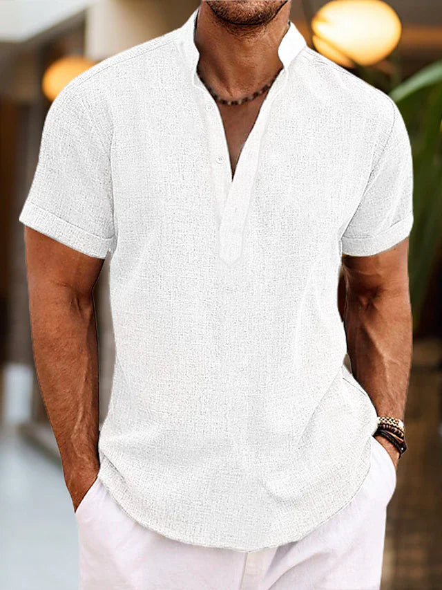 Men's Polo Shirt V-Neck Regular Fit Short Sleeve Casual