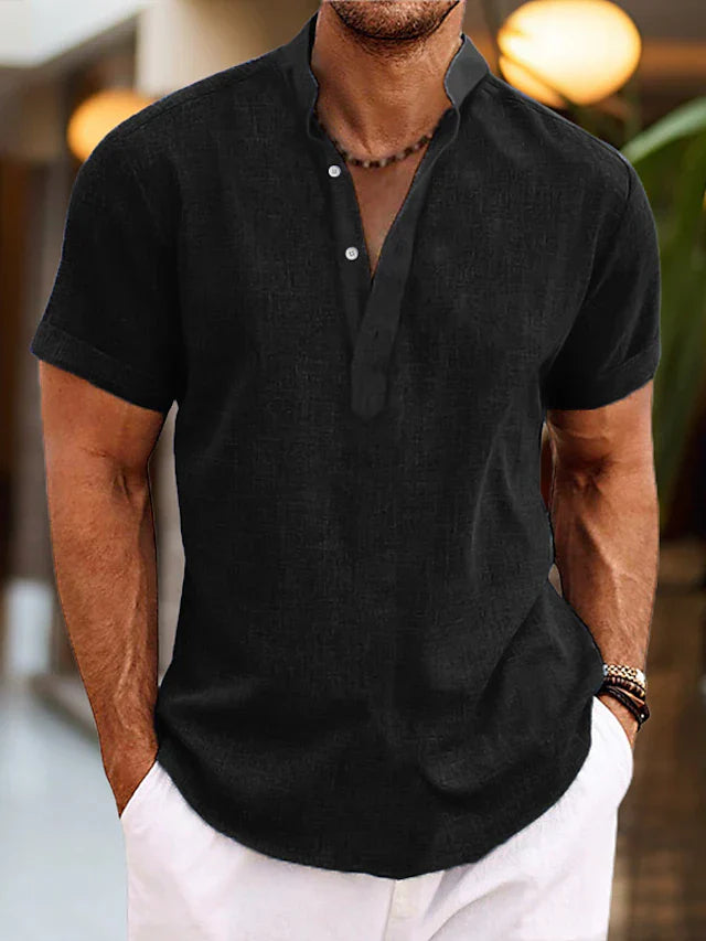 Men's Polo Shirt V-Neck Regular Fit Short Sleeve Casual