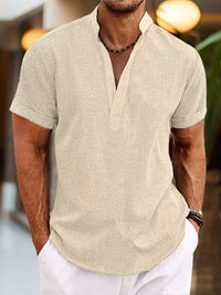 Men's Polo Shirt V-Neck Regular Fit Short Sleeve Casual