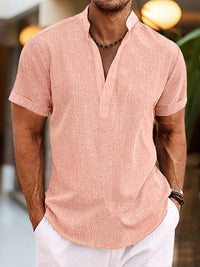 Men's Polo Shirt V-Neck Regular Fit Short Sleeve Casual