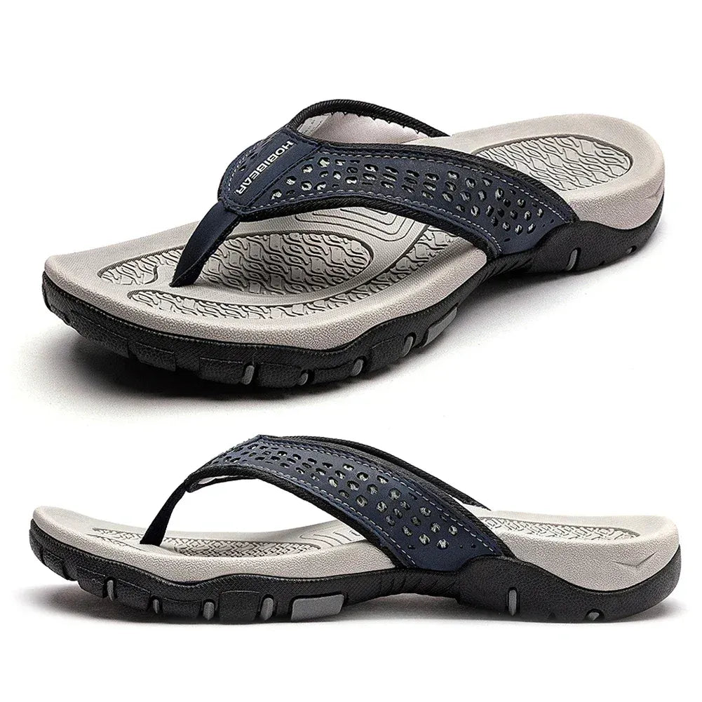 Chanclas para hombre de nobuk sintético, resistentes al agua, con soporte para el arco, plantilla acolchada y suela antideslizante – Casual para playa