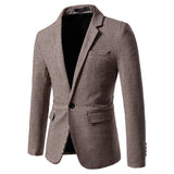 Men's Blazer Houndstooth Slim Fit Button Closure Long Sleeve Business Casual