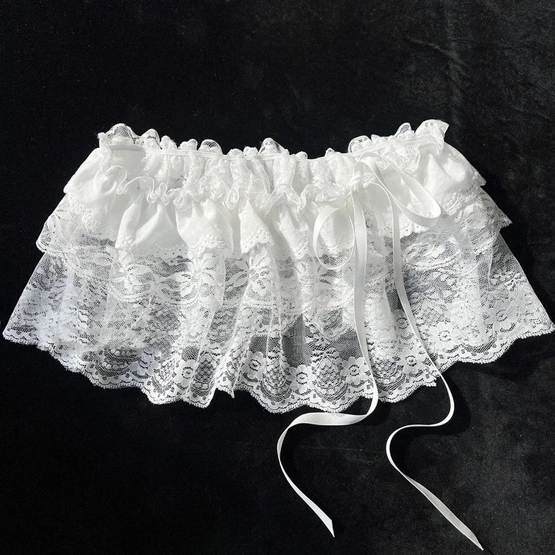 Jupe en dentelle pour femme, maille florale, ourlet irrégulier, superposition transparente à couches, décontractée