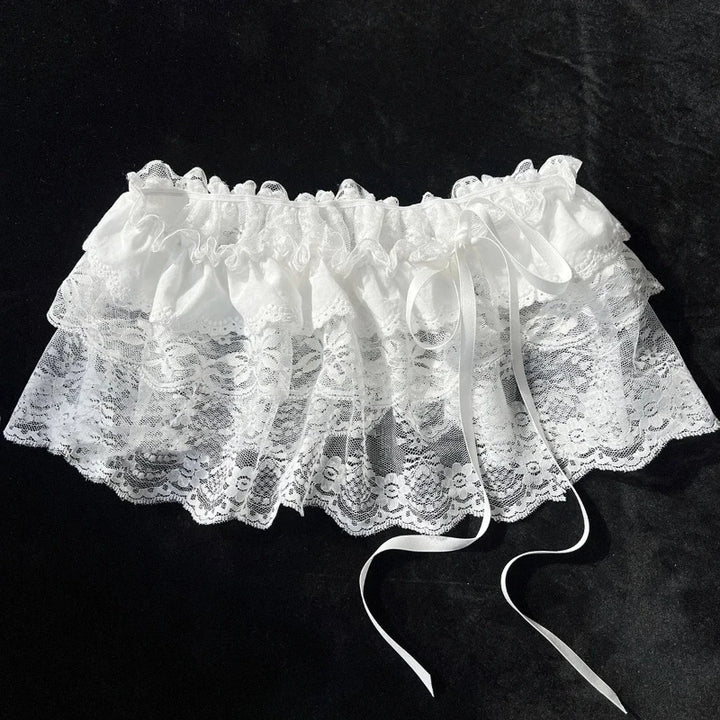 Jupe en dentelle pour femme, maille florale, ourlet irrégulier, superposition transparente à couches, décontractée