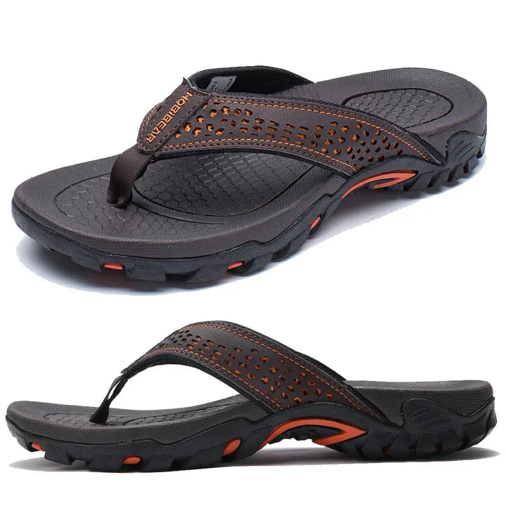 Chanclas para hombre de nobuk sintético, resistentes al agua, con soporte para el arco, plantilla acolchada y suela antideslizante – Casual para playa