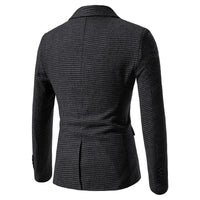 Men's Blazer Houndstooth Slim Fit Button Closure Long Sleeve Business Casual