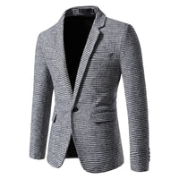 Men's Blazer Houndstooth Slim Fit Button Closure Long Sleeve Business Casual